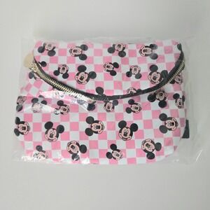 Kingdoms & Co Mickey Mouse Pink & White Checkered Fanny Pack Hip Waist Bag NEW